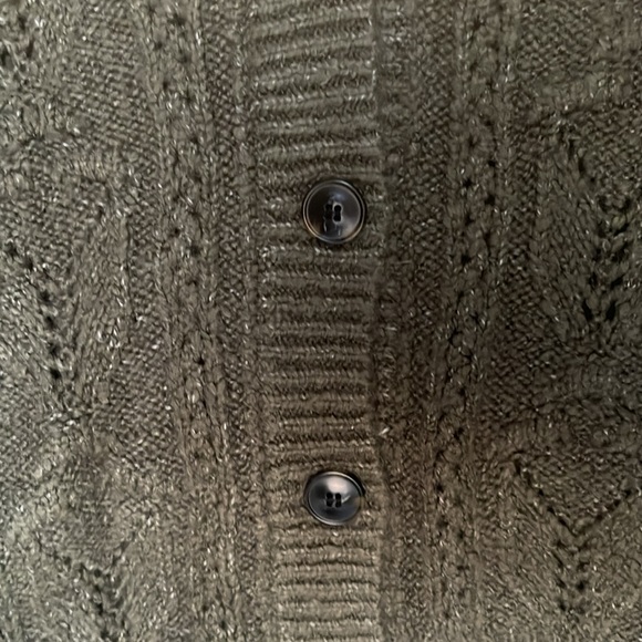 EUC Violets & Roses Olive Cable Knit V Neck Cardigan Size S - Picture 9 of 12